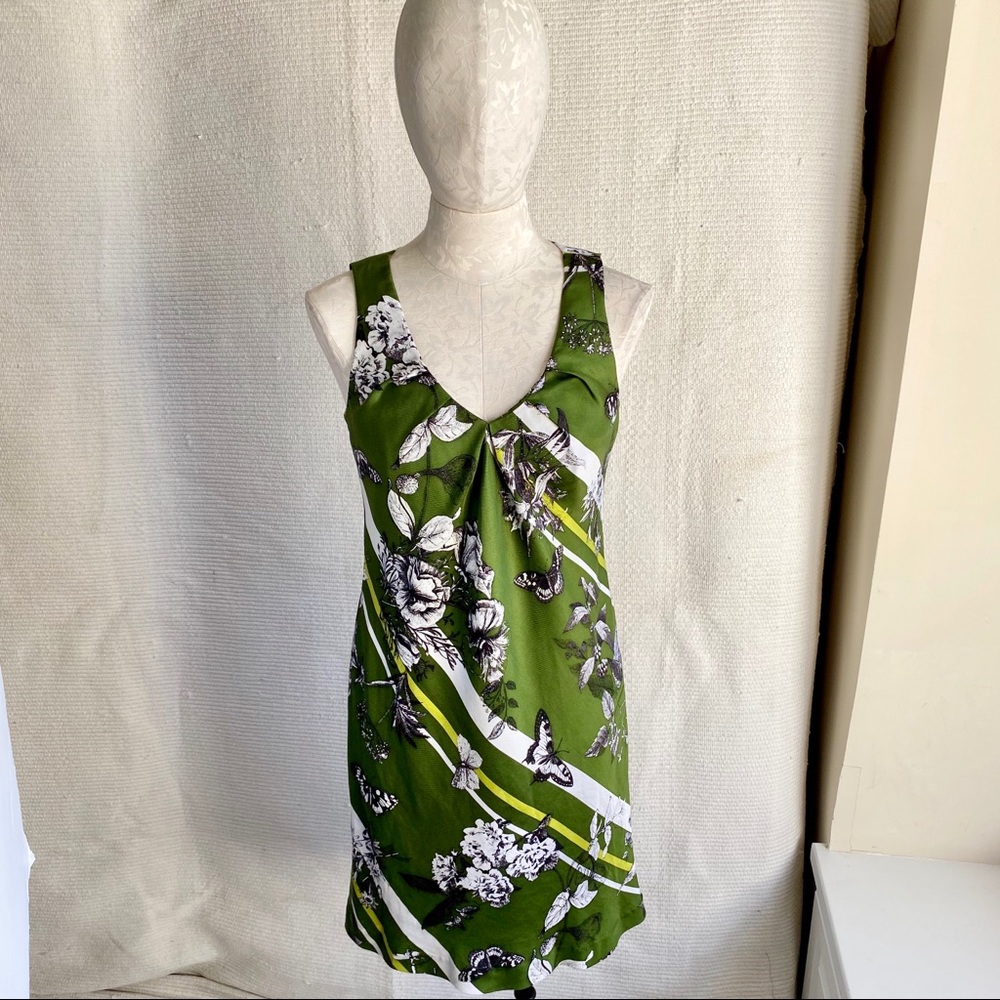 Talbots 4/6 Silk Floral Butterfly Stripe Dress - Picture 2 of 8